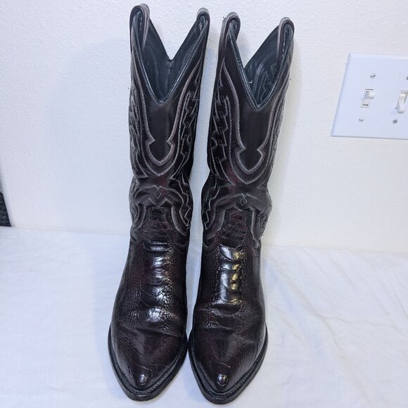 J Chisholm Great Condition Vintage Men's 8.5D Black Cherry Ostrich Leg Hide - Picture 10 of 13